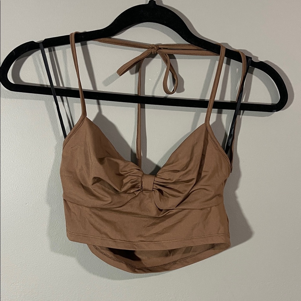 Princess Polly Tan Tie-Back Crop Top